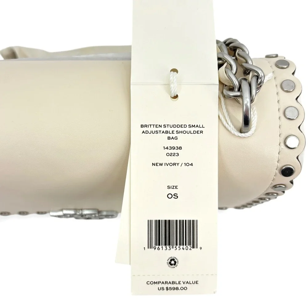 NWT‎ Tory Burch Britten Studded Small Adjustable Shoulder Bag in New Ivory $598
